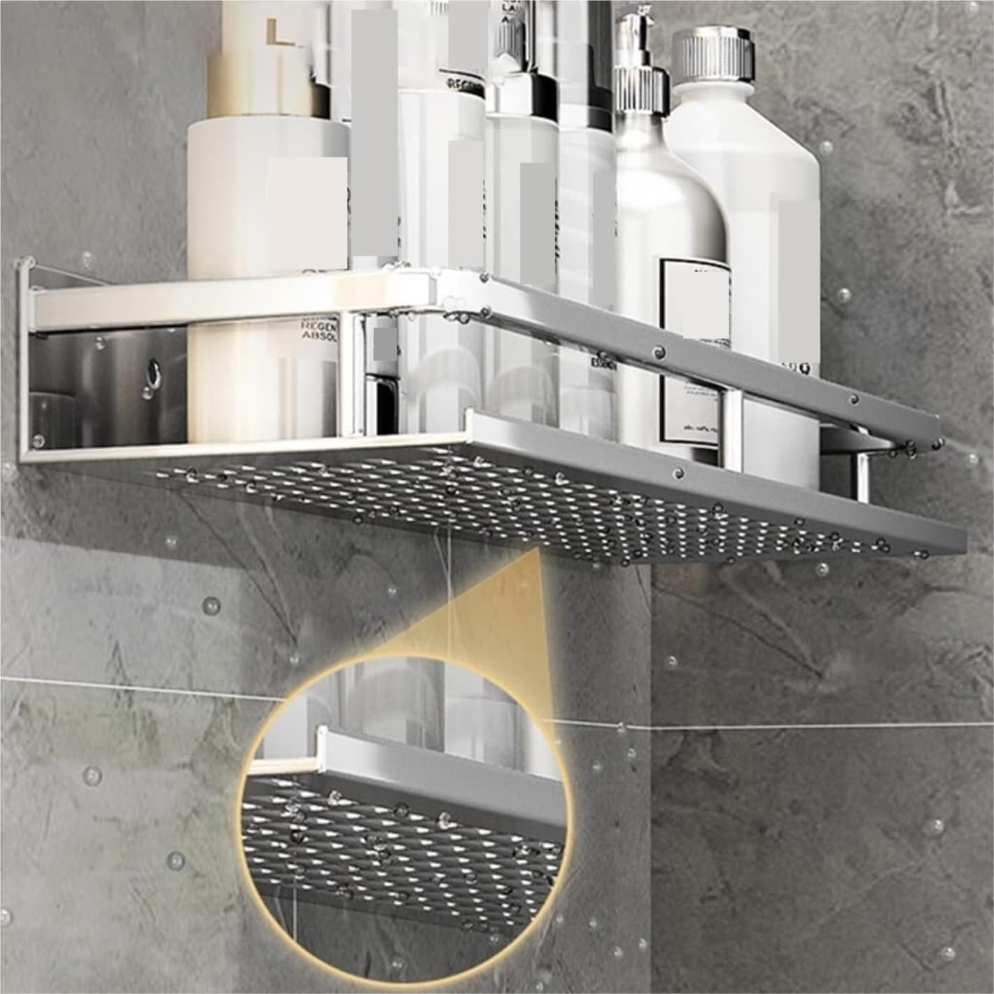 Mensola Doccia Portaoggetti Mensole da Bagno Portaoggetti da Doccia Senza Fori con Ganci E Porta Doccia in Acciaio Inox Mensole Bagno Resistente(50cm(1pcs))