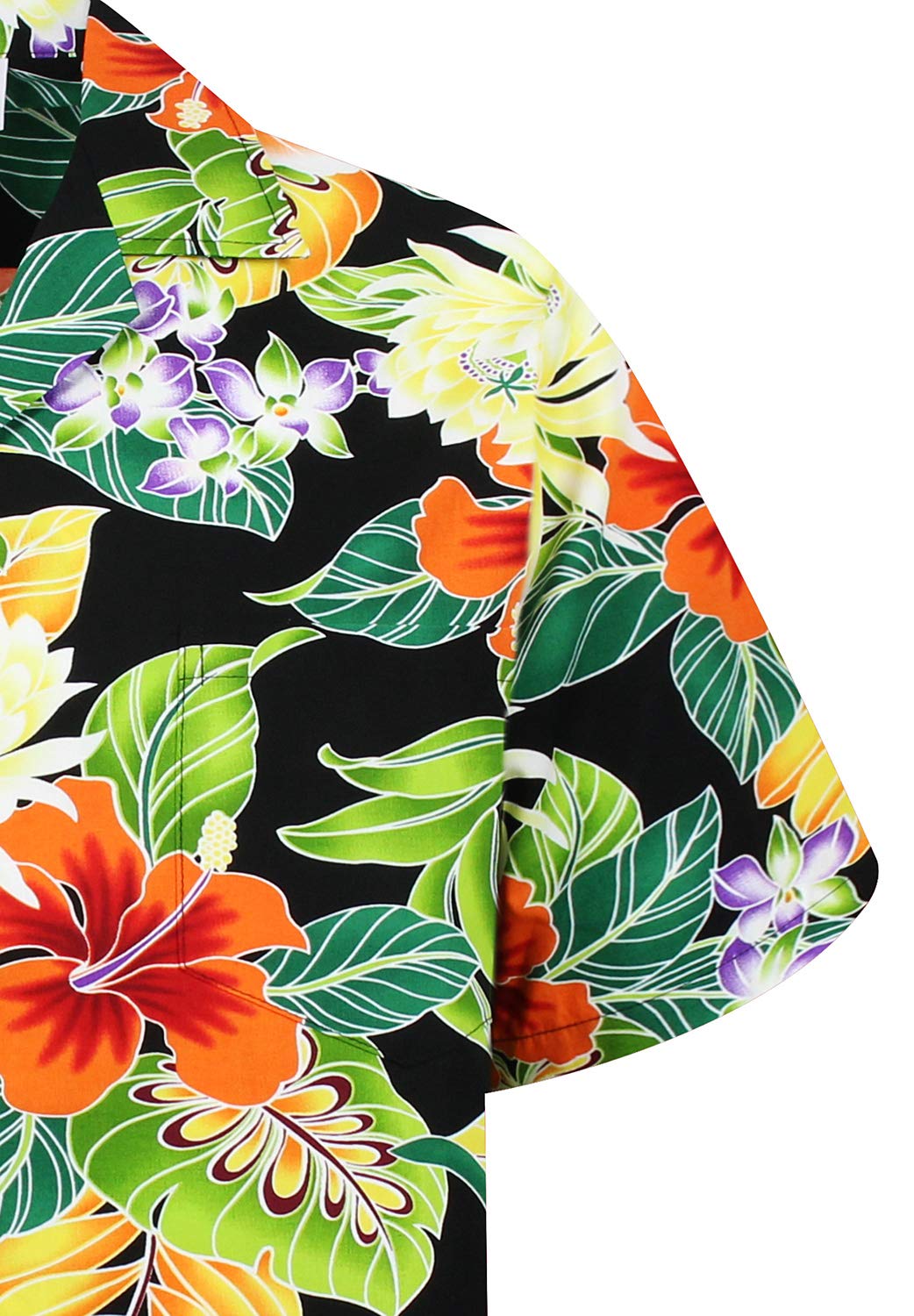 P.L.A. Original Camicia Hawaiana, New Flower, nero 4XL