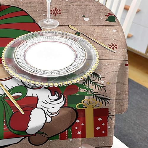 Miniatura 4 de Farmhouse Gnomes Round Tablecloth Waterproof & Stainproof Tablecloths, Wipeable Table Cloth Wrinkle-Free for DiningPartyWedding Christmas Wooden