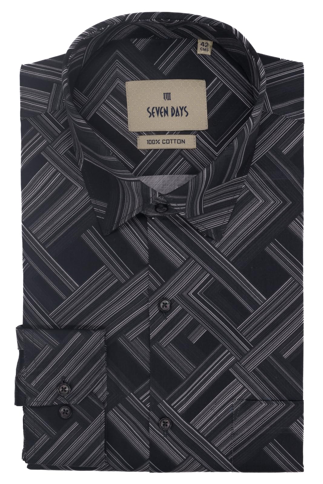 7-DAYS Men's 100% Cotton Printed Regular Fit Shirt - Full Sleeve Print Shirt - Versatile for Formal Occasions and Casual Wear