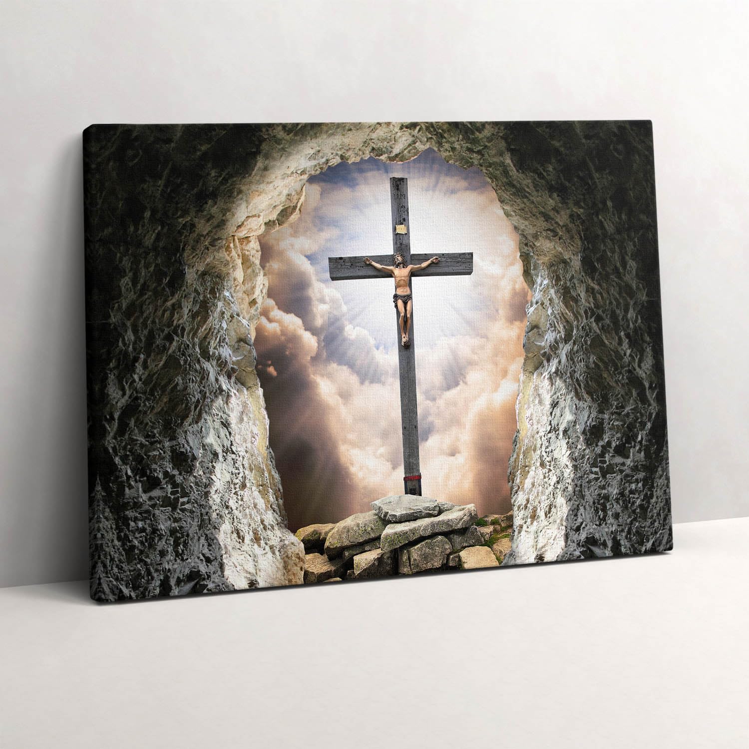 Jésus sur la croix tableau Wallfluent, cadeau de baptême idéal