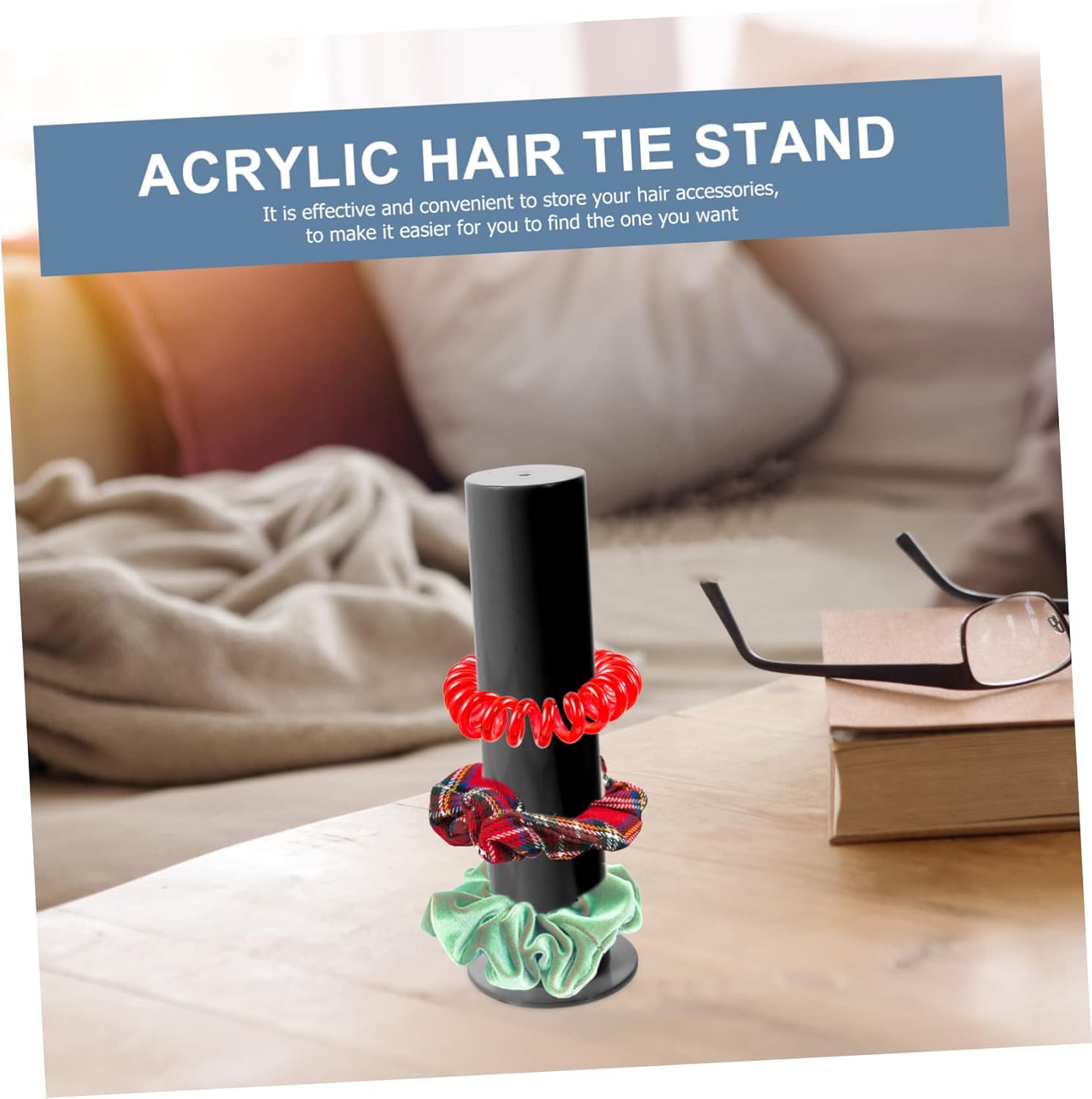 Hair Tie Storage Rack Hairband Organizer Bracelet Display Rack Headband Organizer Stand Hair Tie Holder Jeweled Headband Hand Ring Holder Acrylic White Vertical Jewelry (Black 1 Count (Pack of 1))