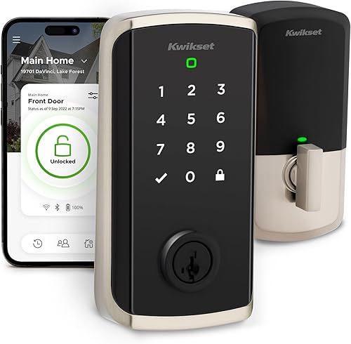 Kwikset Halo Select Smart Lock Cerradura de puerta de entrada sin llave Wi-Fi y cerrojo habilitado para materia, no necesita concentrador,