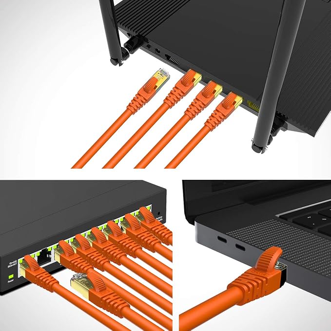 Cable Ethernet CAT 8 Shielded SFTP Patch Cord 15 pies x10 Naranja miniatura 8