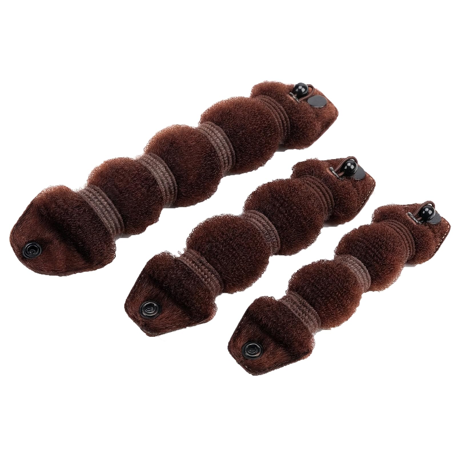 QUUPY Hair Styling Styler (3Pcs - 1 Large + 2 Small) - Hot Hair Donut Bun Ring Maker for Women Girls - Nylon Material - Easy to Use - 3 Count Brown