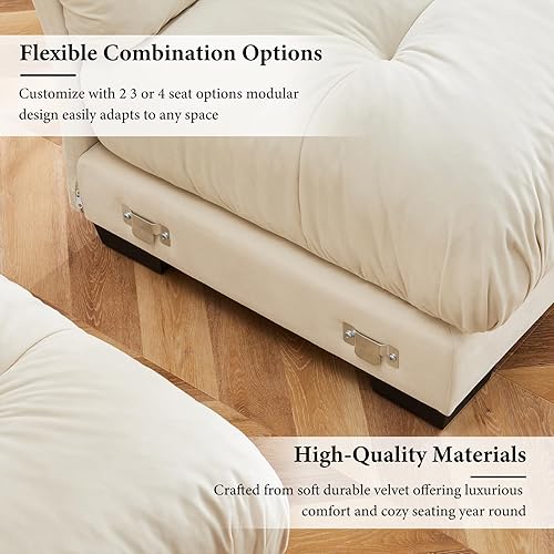 Miniatura 7 de Sofá de gran tamaño de 130 pulgadas, sofá modular de 3 plazas, sofás seccionales grandes en forma de L beige y blanco para sala de estar, juego de