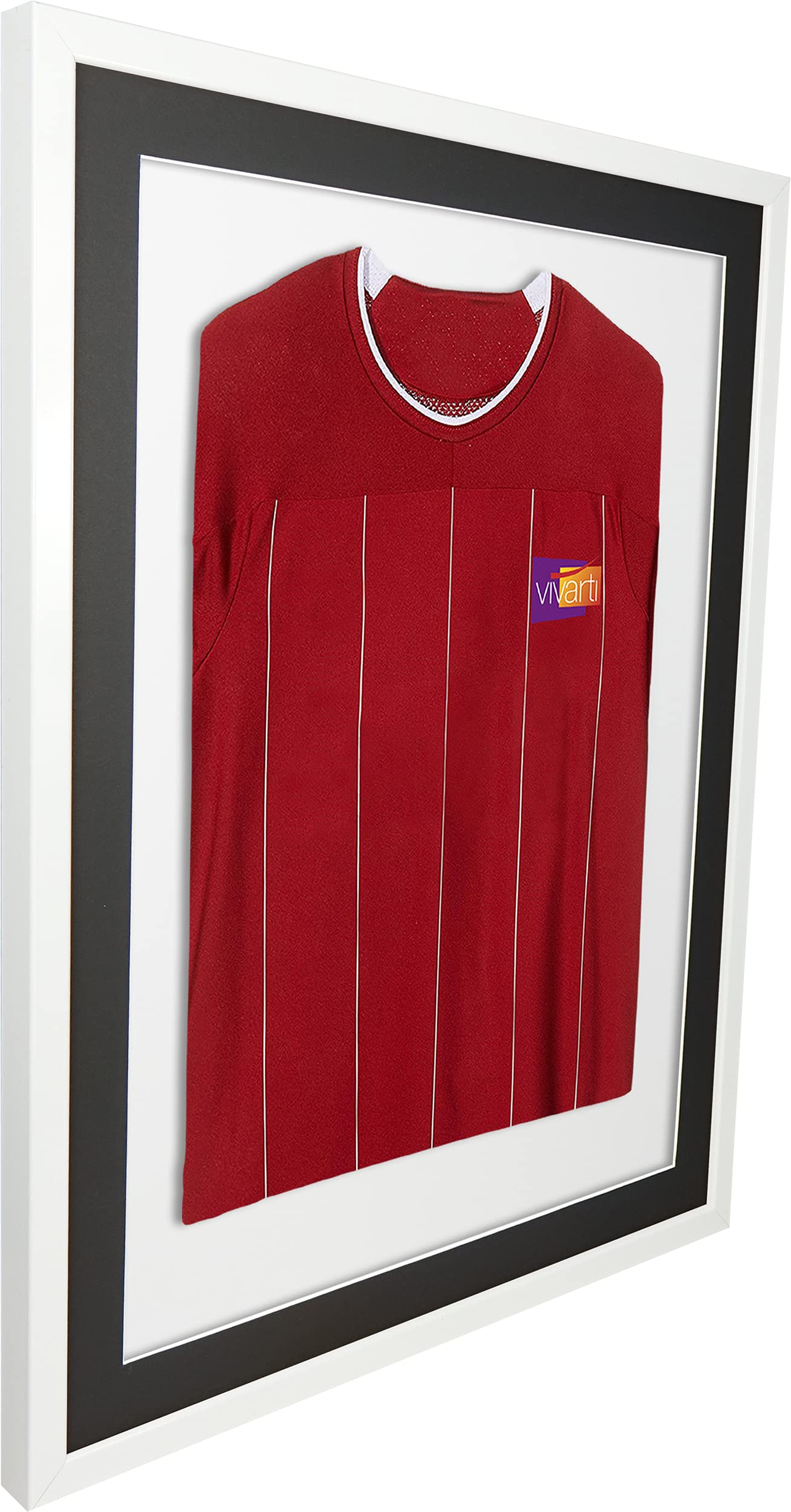 Vivarti Bilderrahmen für Erwachsene, 3D-Sport-Shirt, 60 x 80 cm, glänzender weißer Rahmen, schwarzes Passepartout, weiße Rückwand