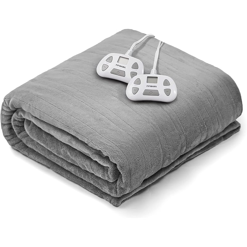 PiPiMAMA Electric Heated Blanket Queen Size Dual Control 84"x90",Soft