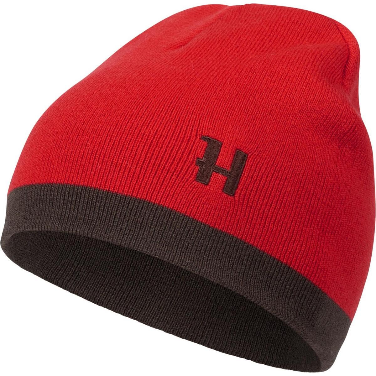 Harkila Aspire - Gorro reversible, color marrón y rojo