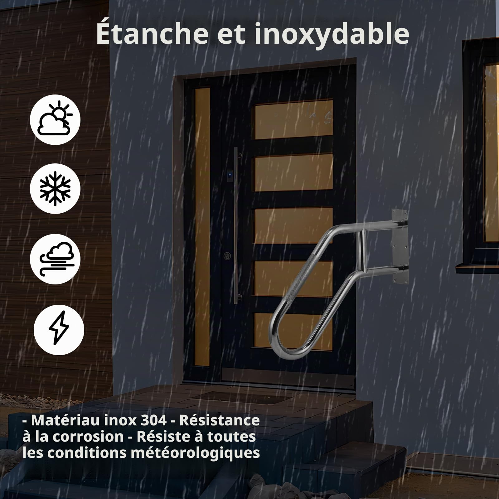 Main Courante Pour Escalier,60cm En Acier Inoxydable En Forme De u,Grade 1 à 4,Robuste Et Antidérapante,Pour Les Garages,Les Toilettes,Les Balcons,à l'Intérieur Et à l'Extérieur(Tube De 3,2 Cm)