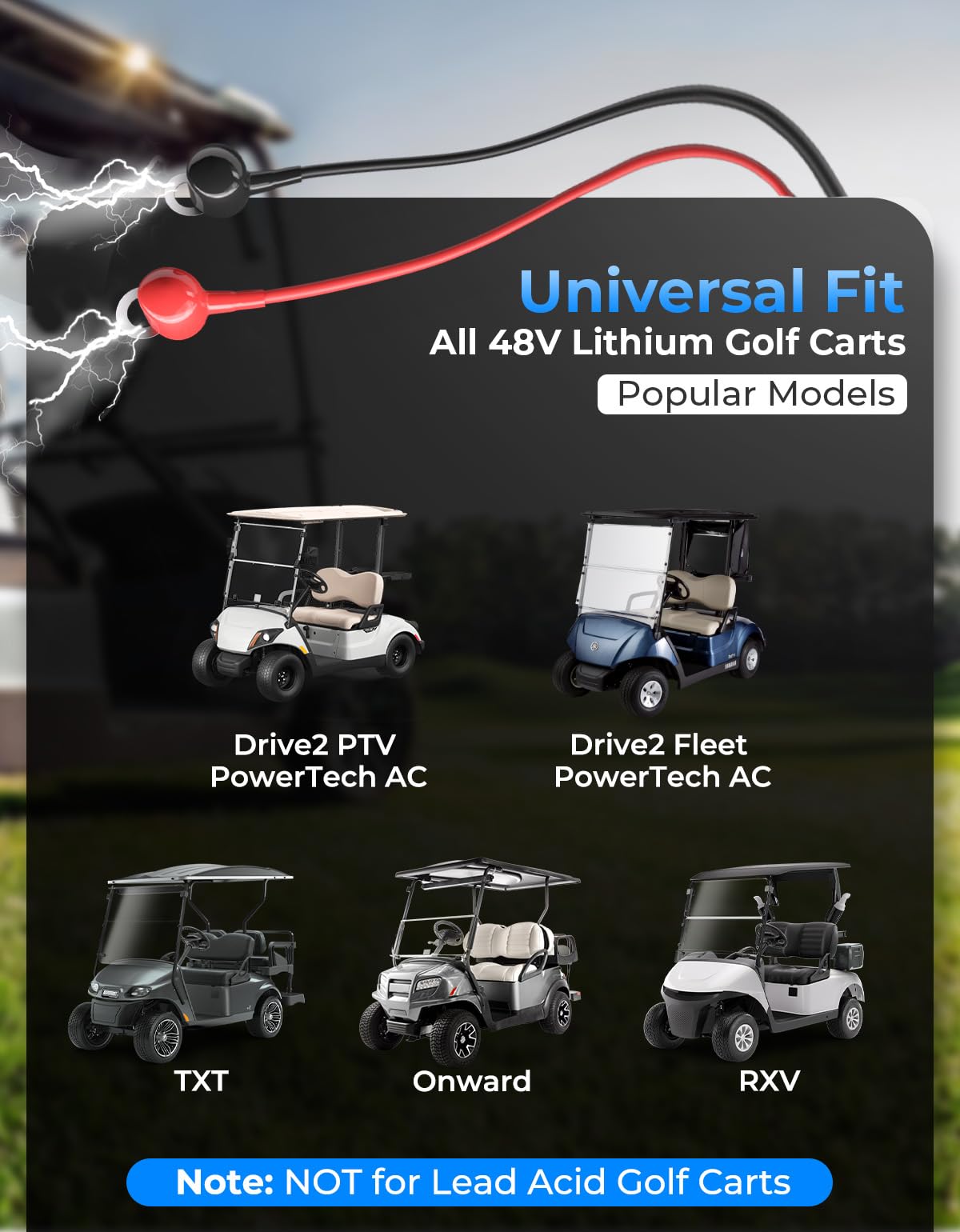 KEMIMOTO Caricatore universale per carrello da golf da 48 V, batteria al litio da 15 A, 51,2 V-58,4 V, Lifepo4, caricabatterie da golf cart da 48 Volt, protezione da sovraccarico, completo in 4-6 ore