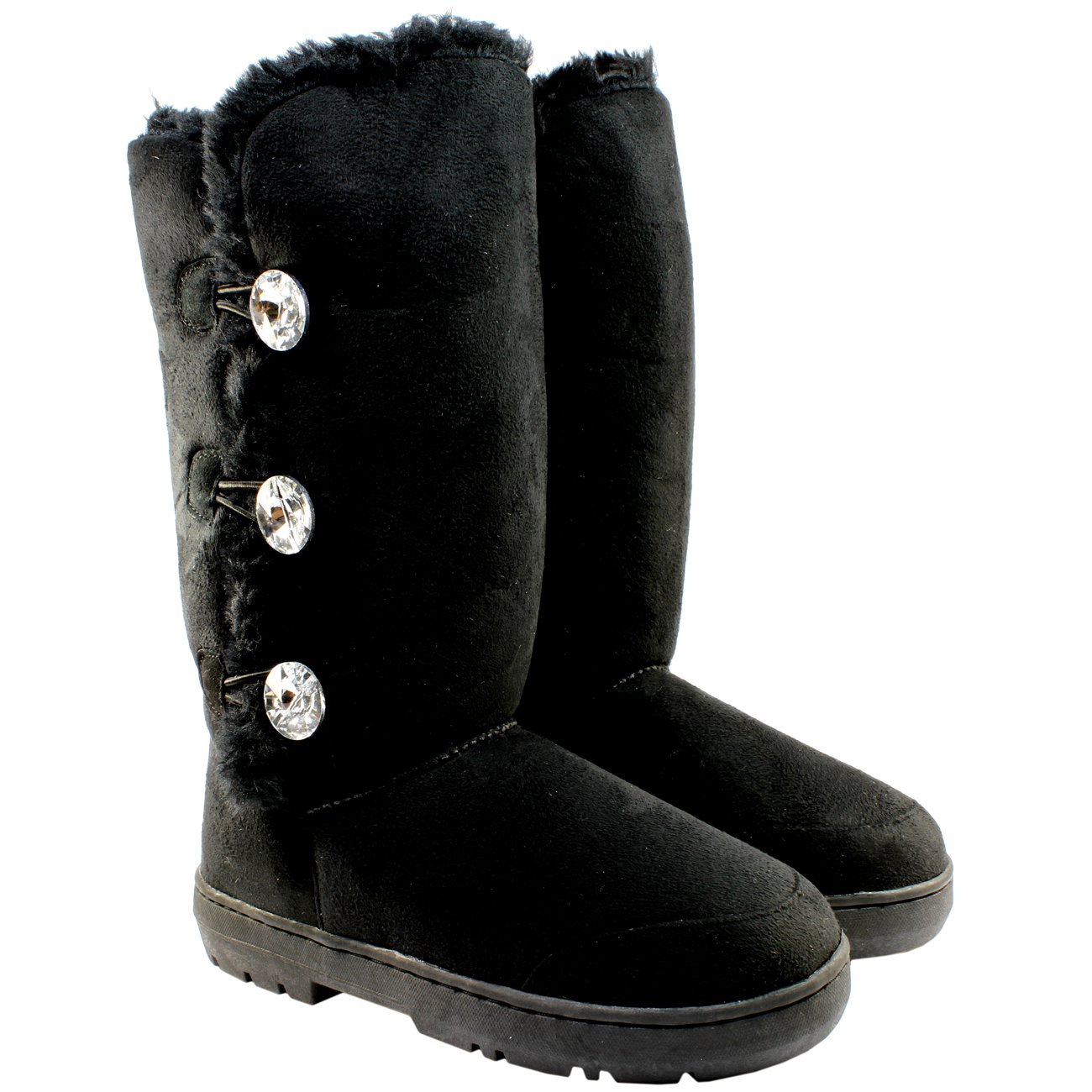 Snow Boot Womens Triplet Diamante Faux Fur Lined Waterproof Winter Black - 7