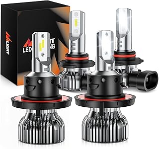 Nilight H13/9008 LED Headlight Bulbs H10/9145/9140 Fog Light Bulbs Combo, 350% Brighter Mini Size Headlights and Fog LED kit, 6000k Cool White, 4-Pack