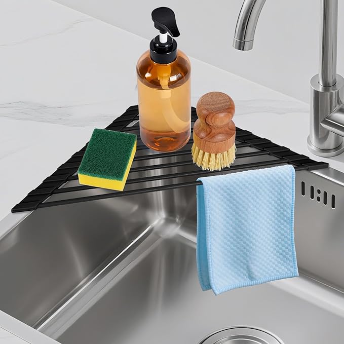 Amazon.com - HANZENMA Triangular Sink Rack, Multi-Functional Rack Above ...
