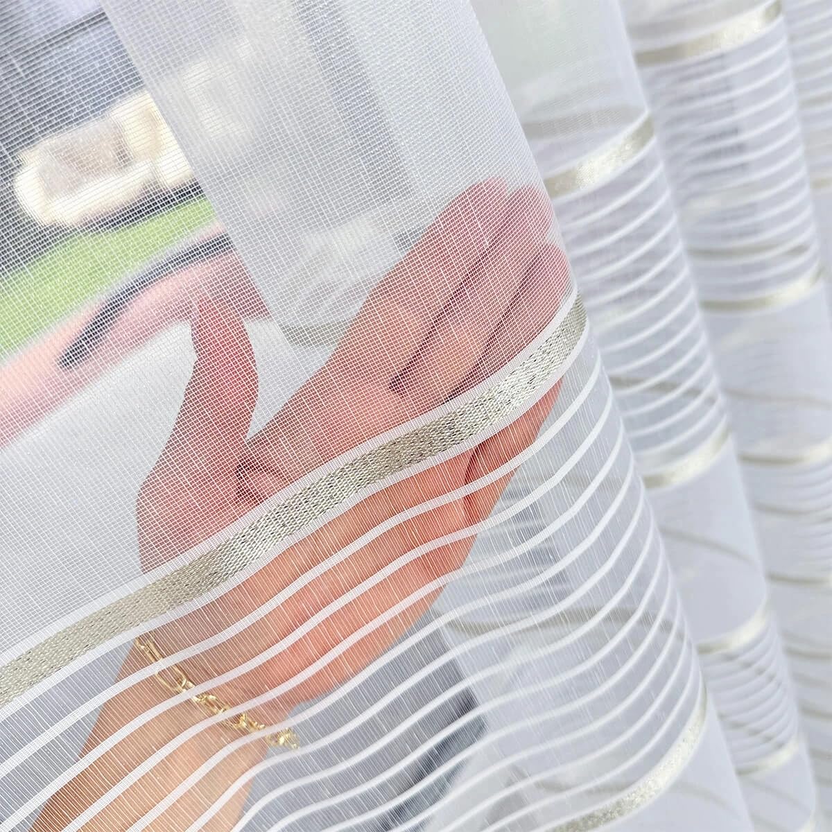 Weiß Jacquard 700x280 cm (BxH) Julietta Scheibengardine Aus Markizette Mit Faltenband 1:2 – Luftige Transparente Gardine Mit Bleiband Saum Höhe Bis 290 cm