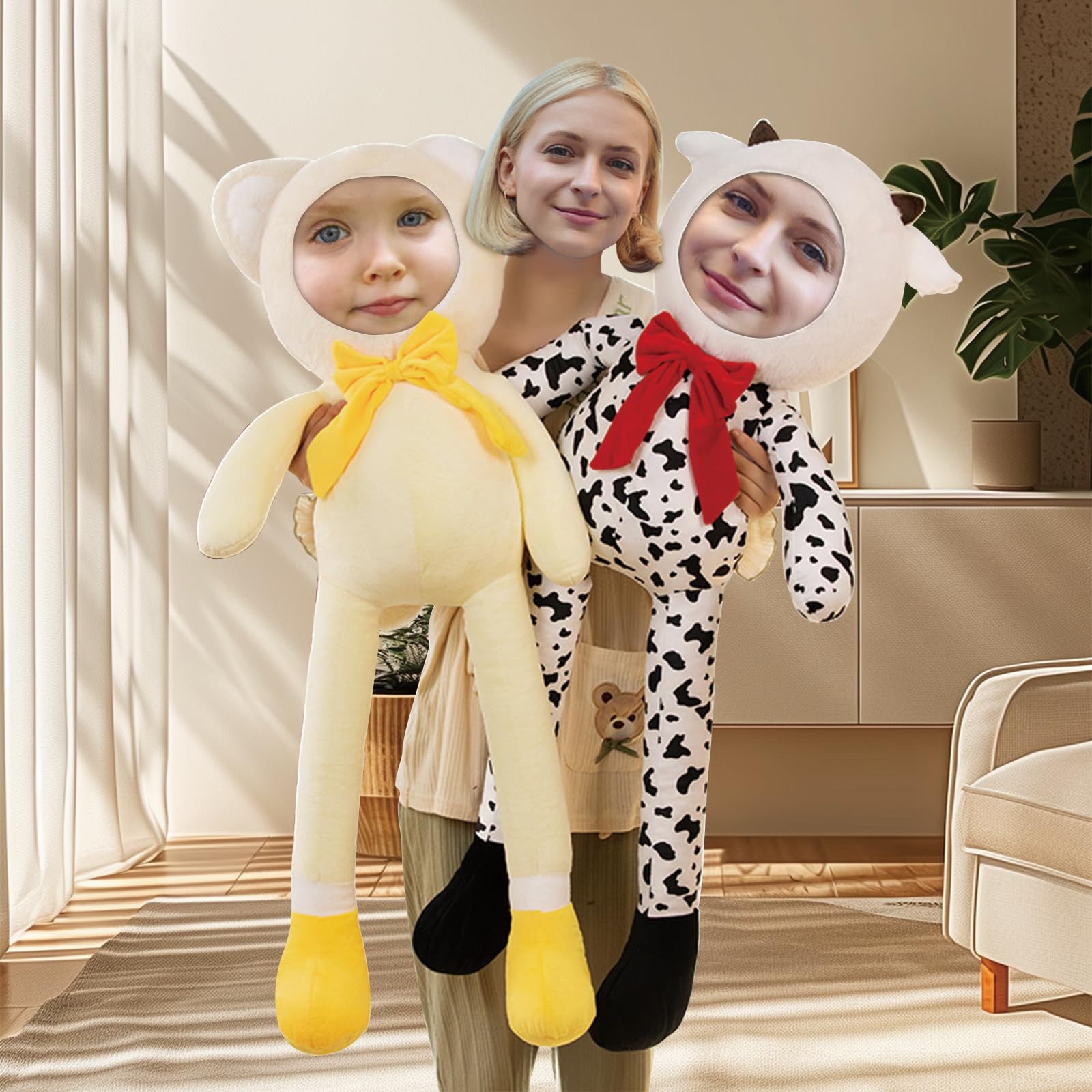 Personaliza tu Cara Foto Peluche - Peluches Personalizados Piernas Largas, Regalos para Cumpleaños, San Valentín, Navidad (Long Legs Bunny)