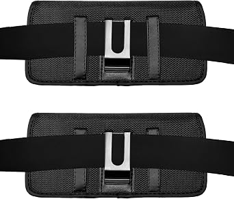 Nylon Cell Phone Holster for Nokia G100, G400, OnePlus 10, 9, 8T, 7T Pro, N100, N200 5G, AT&T Maestro 3, TCL 30V - Horizontal Case Canvas Waist Carrying Pouch with Belt Clip/Loops, Black