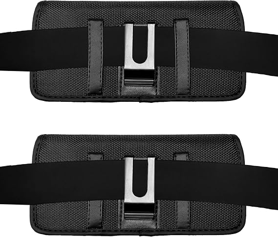 Nylon Cell Phone Holster for Nokia G100, G400, OnePlus 10, 9, 8T, 7T Pro, N100, N200 5G, AT&T Maestro 3, TCL 30V - Horizontal Case Canvas Waist Carrying Pouch with Belt Clip/Loops, Black