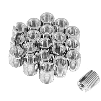 Wood Spiral Thread Inserts 20pcs SUS303 Stainless Steel Self Tapping Slotted S Thread Insert M3 6mm