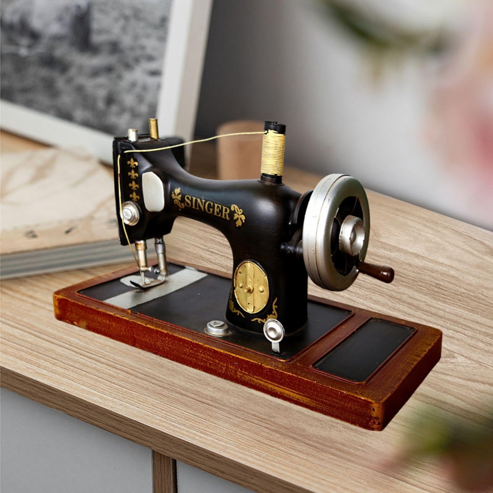 Amazon | Wsymxuo カフェテーブルトップ装飾用アンティークミシン