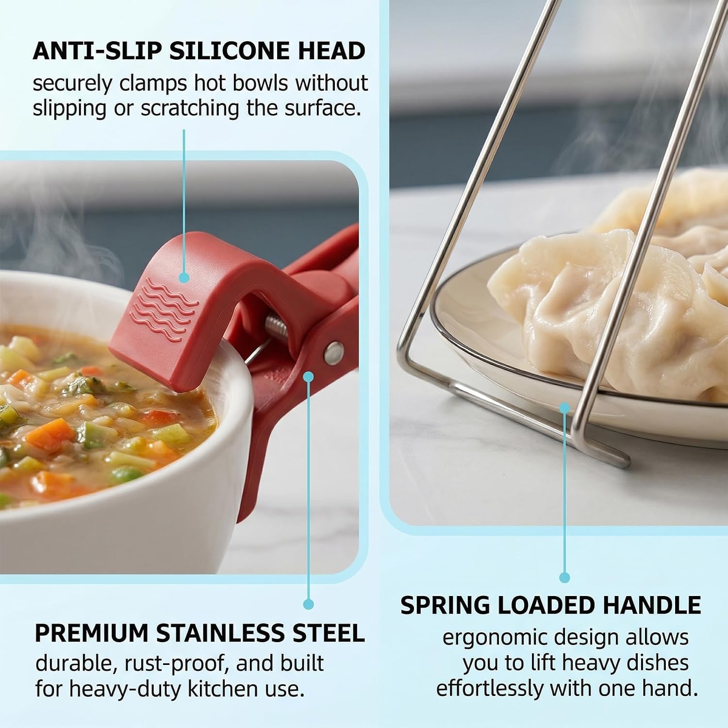 2pcs anti scald bowl holder clip,With carrying tools,Anti Scald Bowl Holder Clip,Dip Clips For Plates,Hot Plate Gripper,Silicone Plate Gripper,Multi-Purpose Clip For Kitchen