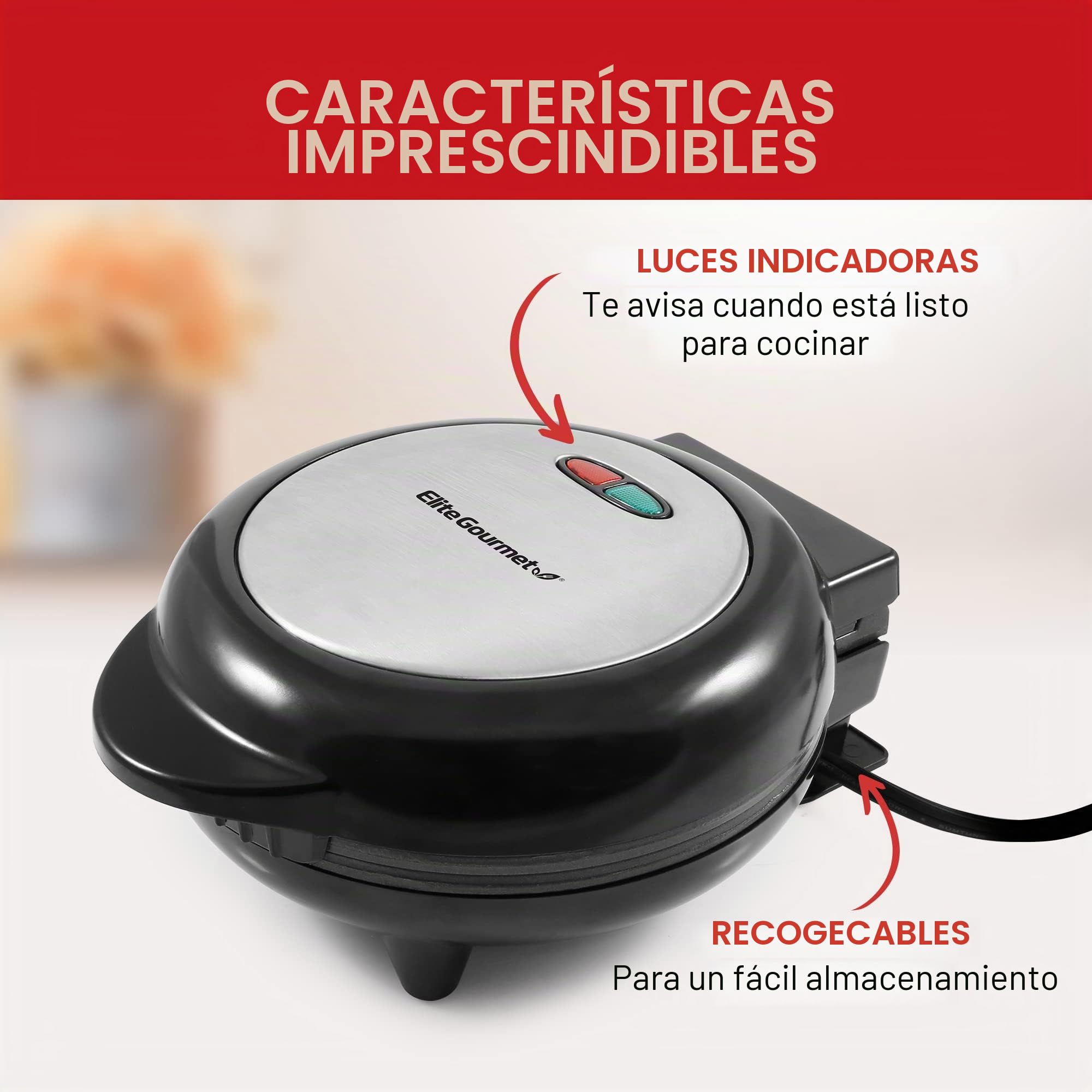 Elite Gourmet EOM205 Tortilla antiadherente, frittata, máquina para hacer bocadillos, máquina para hacer postres, 2 tortillas individuales de 6.5", acero inoxidable y negro
