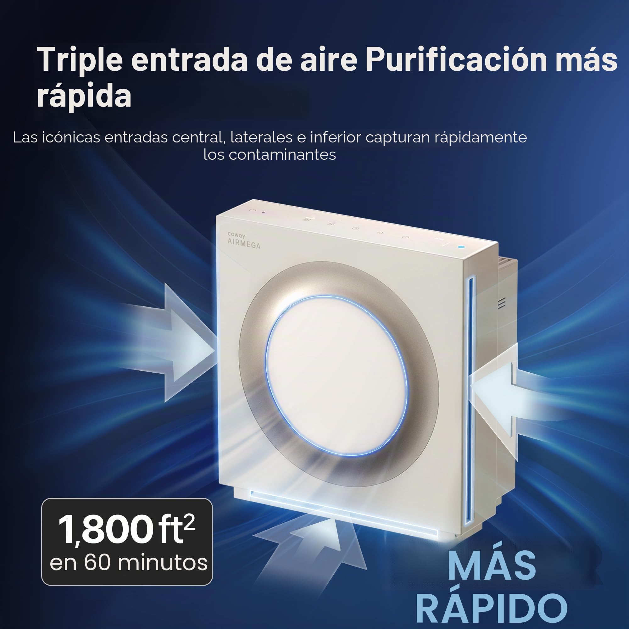 COWAY Airmega Mighty2 - Purificador de aire, próxima generación de AP-1512HH, para habitaciones grandes y hogar, limpia hasta 1.800 pies cuadrados, HEPA certificado IEST y carbón activo para alergias
