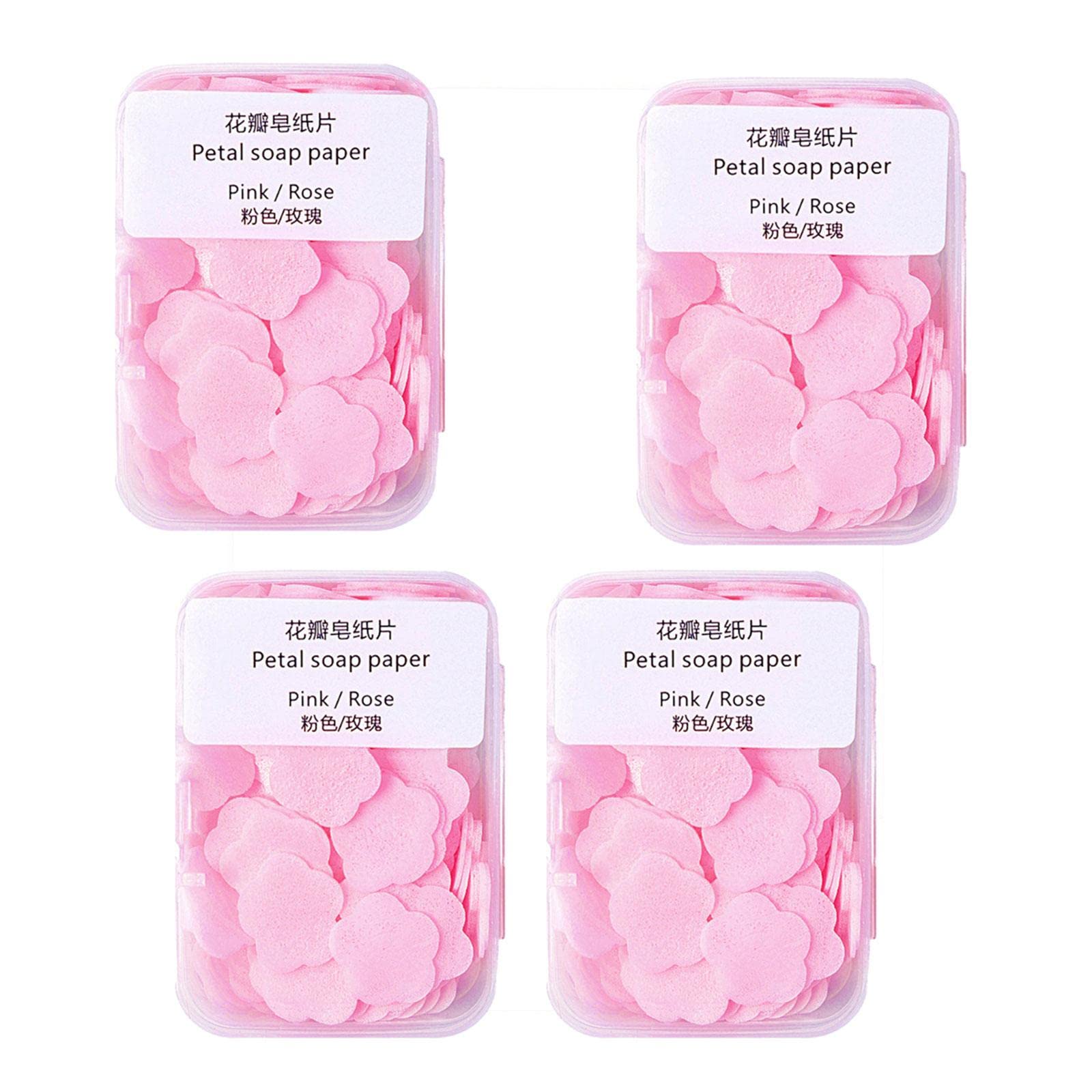 ChuYiElegance 400x Compact Soap Sheets for Travel, Disposable Floral Soap for Hand Washing Outdoors, Pink