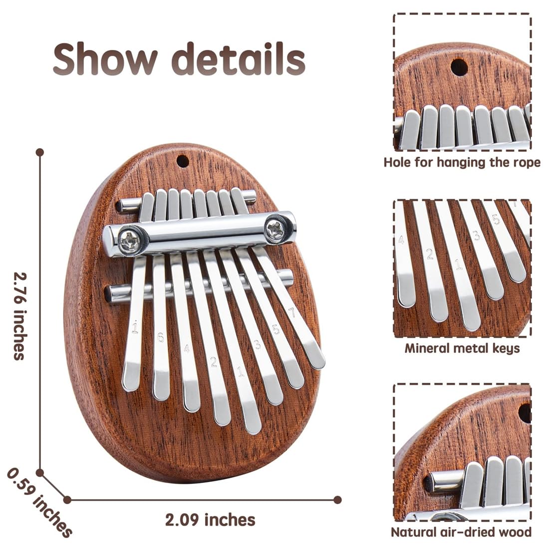 Pianoforte Kalimba, Mini Pianoforte a Pollice Kalimba, Mini Kalimba a 8 Tasti, 8 Tasti Mini Pianoforte per Pollice, Mini Kalimba Pollice Pianoforte 8 Tasti, Forma a Goccia