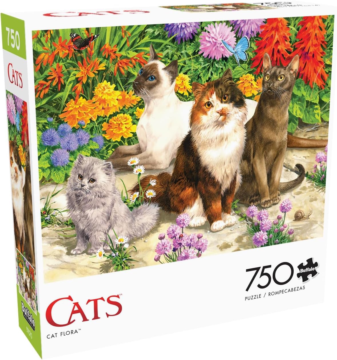 Buffalo Games - John Francis - Cat Flora - 750 Piece Jigsaw Puzzle for Adults -Challenging Puzzle Perfect for Game Nights - Finished Size is 24.00 x 18.00