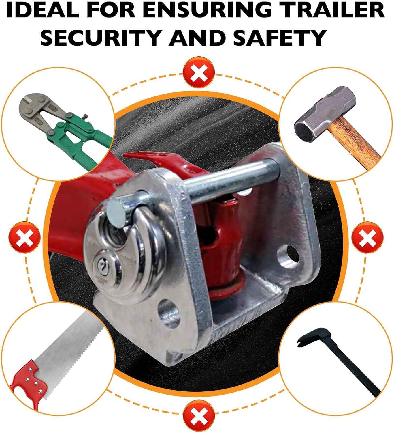 HQPASFY Trailer Hitch Lock, Trailer Coupler Lock with Pin, Coupler Lock Model Tl-33 Trailer Lock,Fits Over 2" to 2-5/16" - Silver
