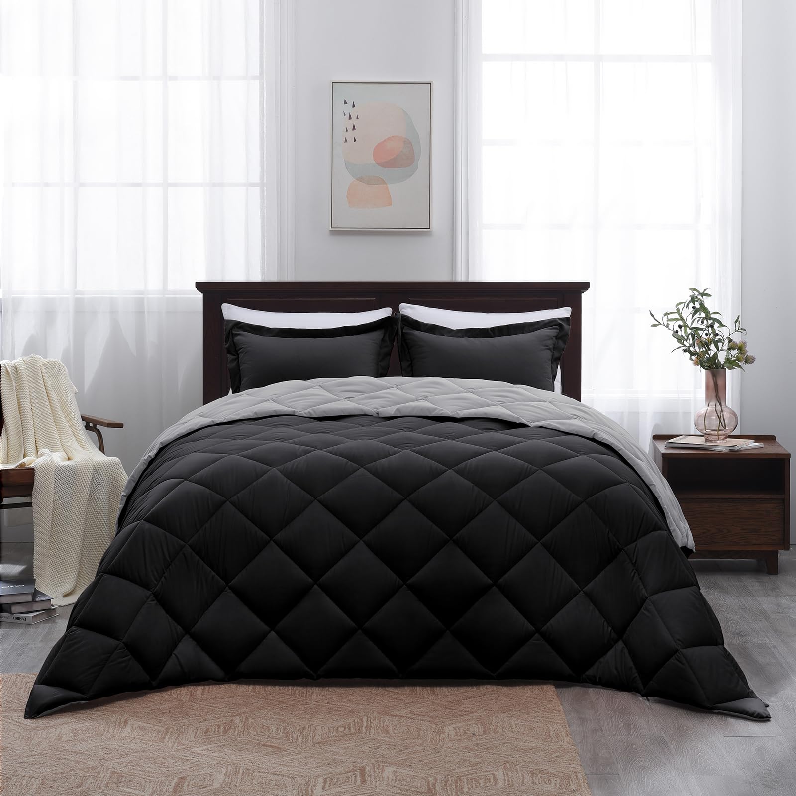 Basic Beyond Set di biancheria da letto Queen size, 1 piumino (223,5 x 233,7 cm) e 2 federe (50,8 x 66 cm + 5,1 cm)