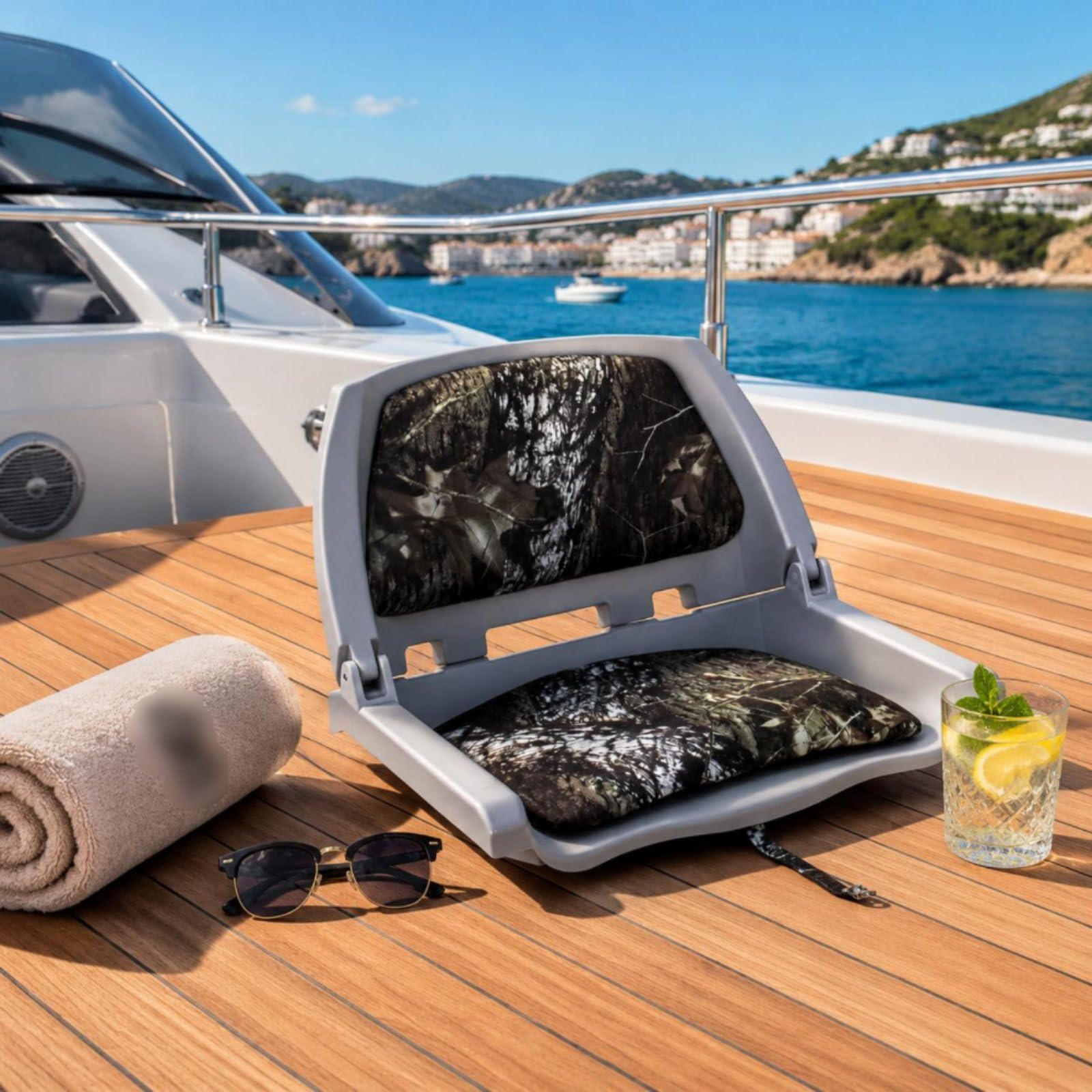 Gralara Sedile Barca Sedile Pieghevole Timoneria Sedia Nautica Seduta Imbarcazione con Costruzione Stampata in Pvc Facile da Pulire con Supporto Schiena Adatto a Barche da Pesca Yacht Pontili