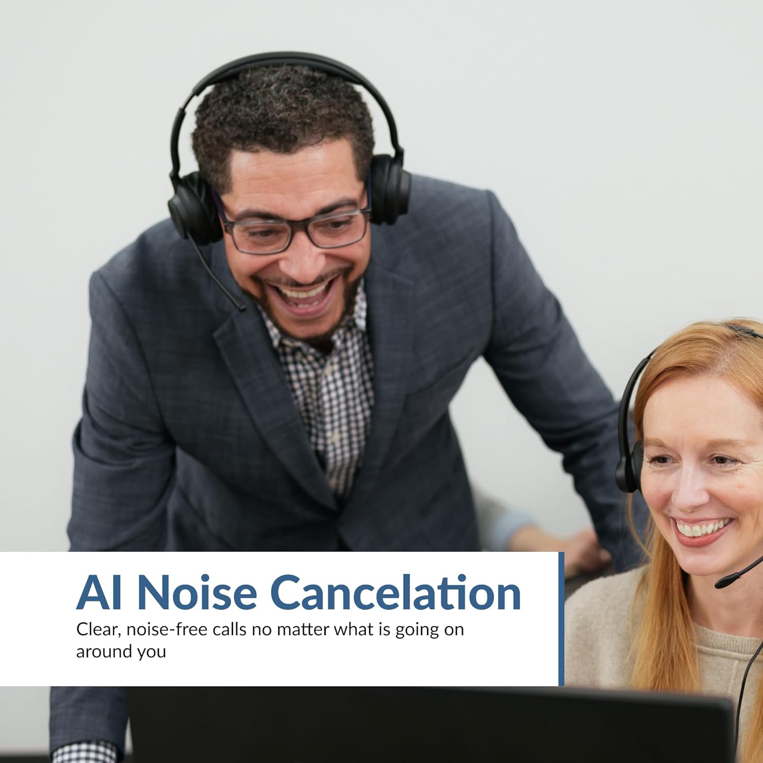 Cyber Acoustics Professional Wireless Headset with AI Noise Cancelation (HS-1500BT II) - Includes ANC and AI-Powered Noise Canceling Tech for Professional Sounding Calls, USB-C Bluetooth Dongle