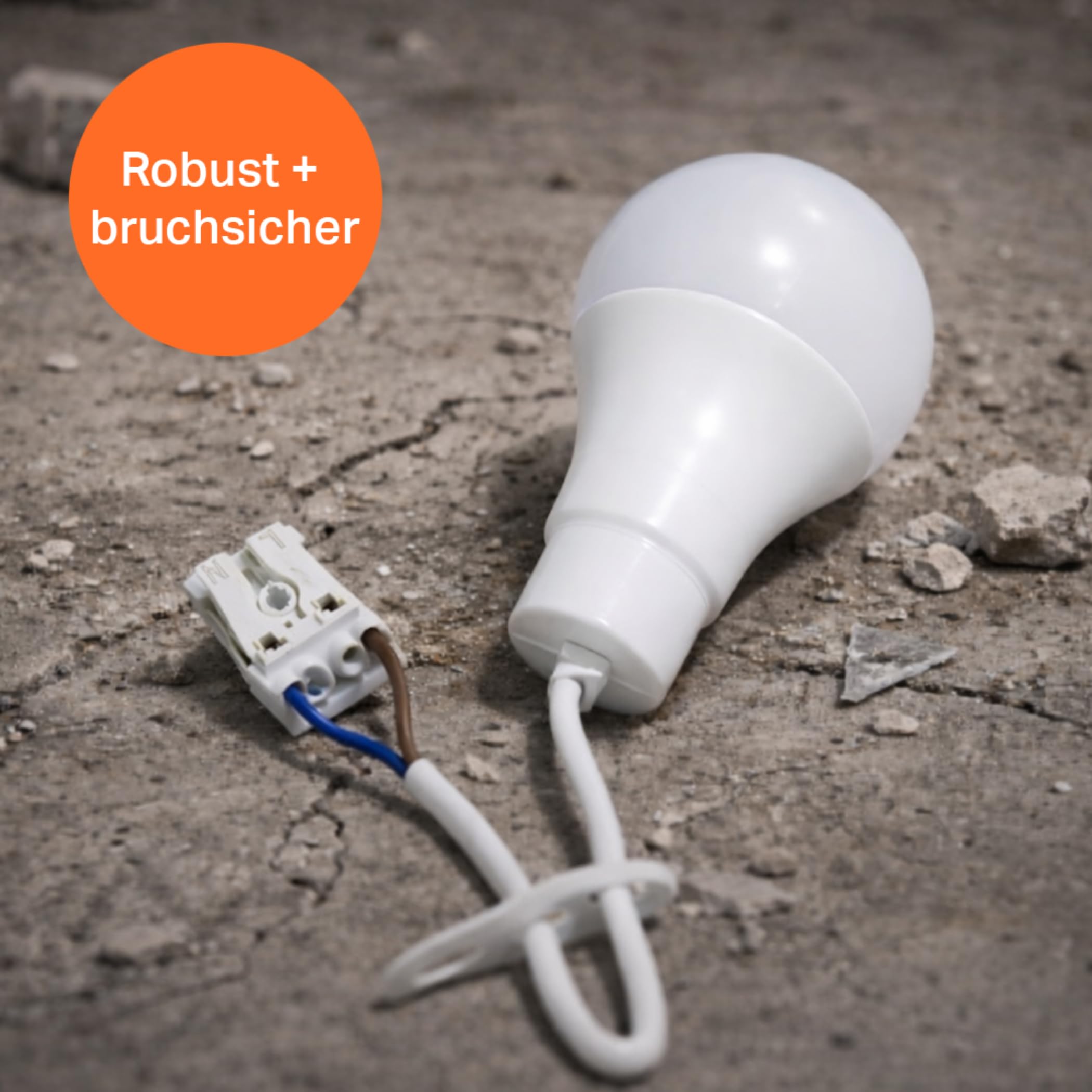 NCC-Licht 10 x LED Bauleuchtmittel Renovierlampe 10W neutralweißes Licht, robuste Baufassung mit Leuchtmittel & Steckklemme, Arbeitslicht für Dachboden und Keller