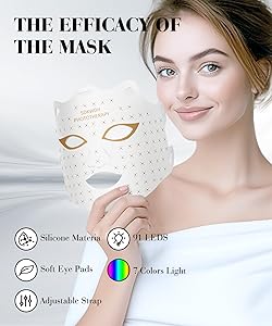 SDKWDH Red Light Mask for Face, 7-1 Colors Facial Care Mask, 850nm Infrared & Red Light Masks, Ergonomic Design for Home & Travel, White