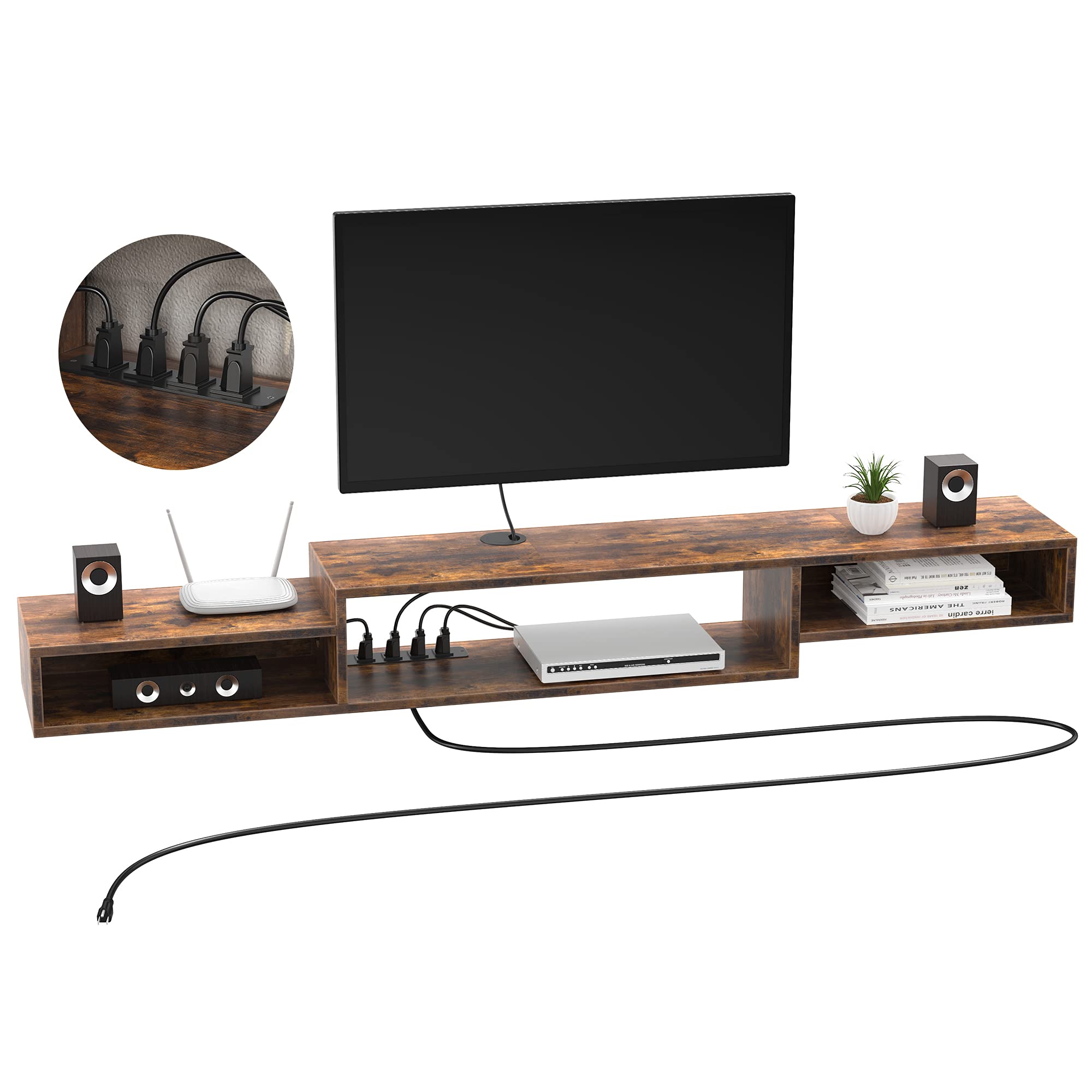 Buy FABATO 70" Floating TV Stand with Power Outlet Wall ed Media