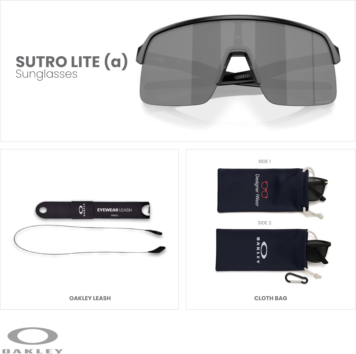 Oakley Sutro Lite (a) OO9463A Shield Sunglasses for Men+ Bundle Accessory Leash Kit, Microfiber Pouch - Image 2