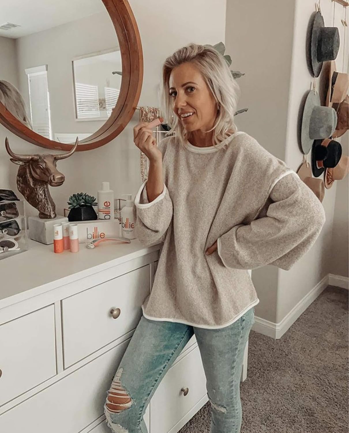 SALENT Women's Casual Oversized Sweaters Loose Soft Chunky Knit Long Batwing Sleeve Pullover Sweater Outfit Sweatshirts Tops - Image 5