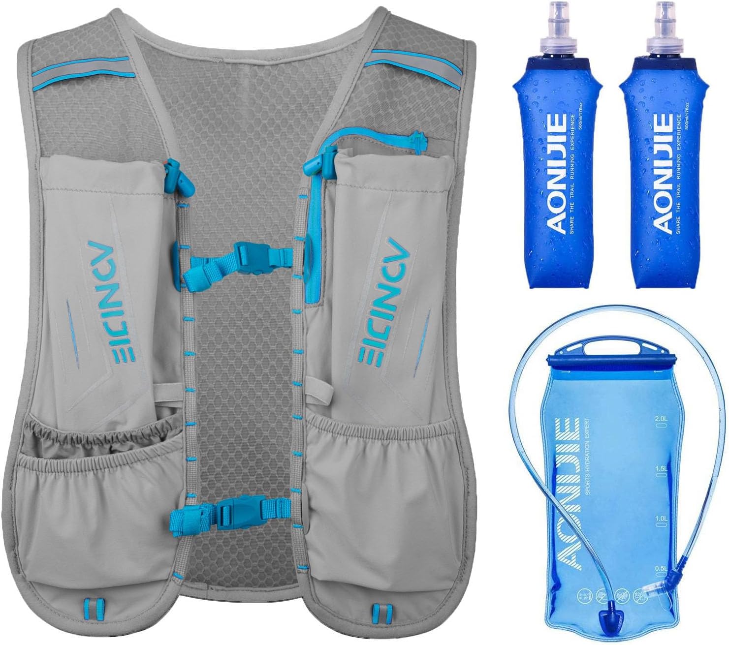 Grey with 2*500ml Flask & 1.5L Bladder