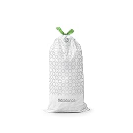 Brabantia PerfectFit Trash Bags (Size G/6-8 Gal) Thick Plastic Trash Can Liners with Drawstring Handles (120 Bags)