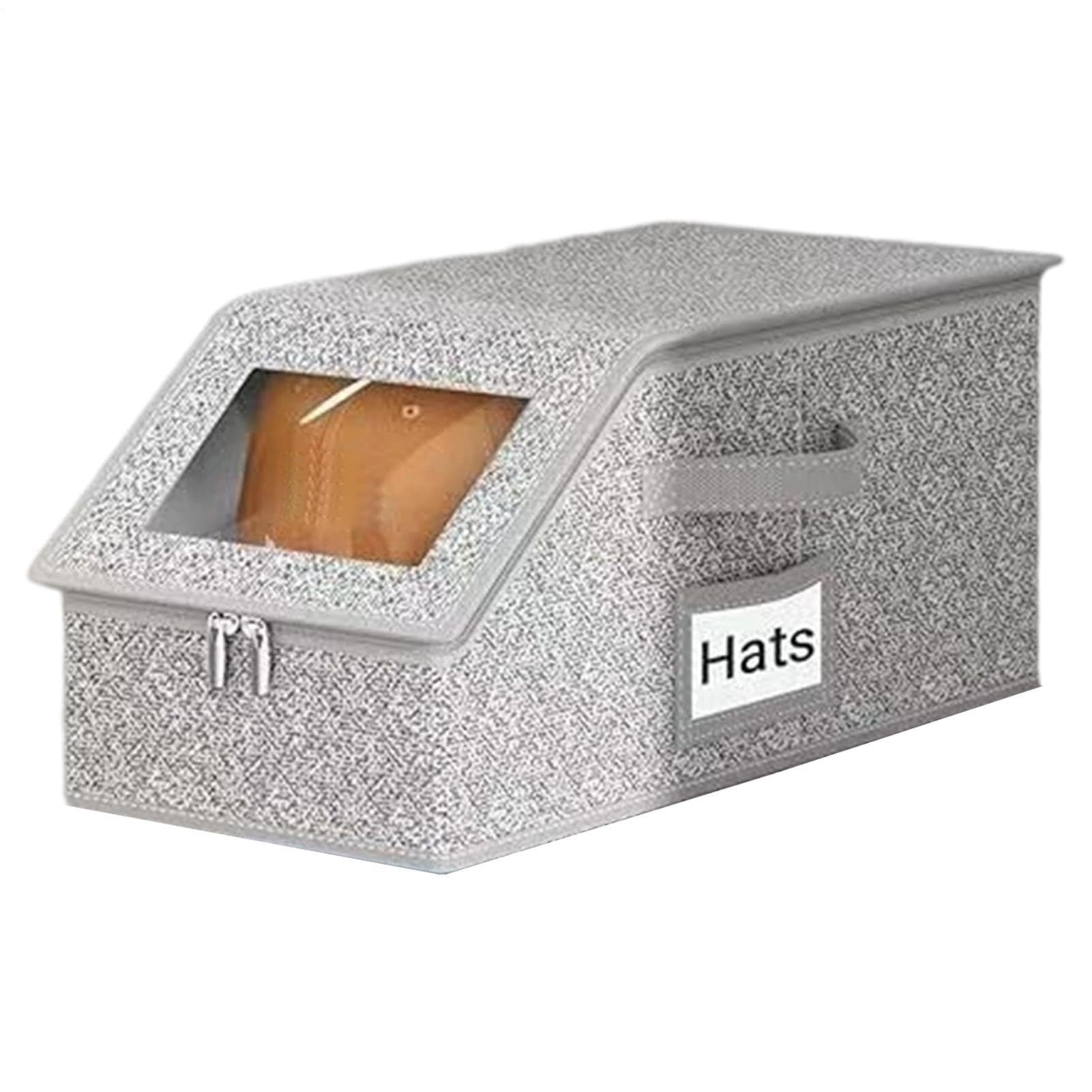 Organizador de sombreros | de almacenamiento apilable con tapa de ventana transparente, organizadora de sombreros, adecuada para garaje, armario, armario, habitación de estudiantes