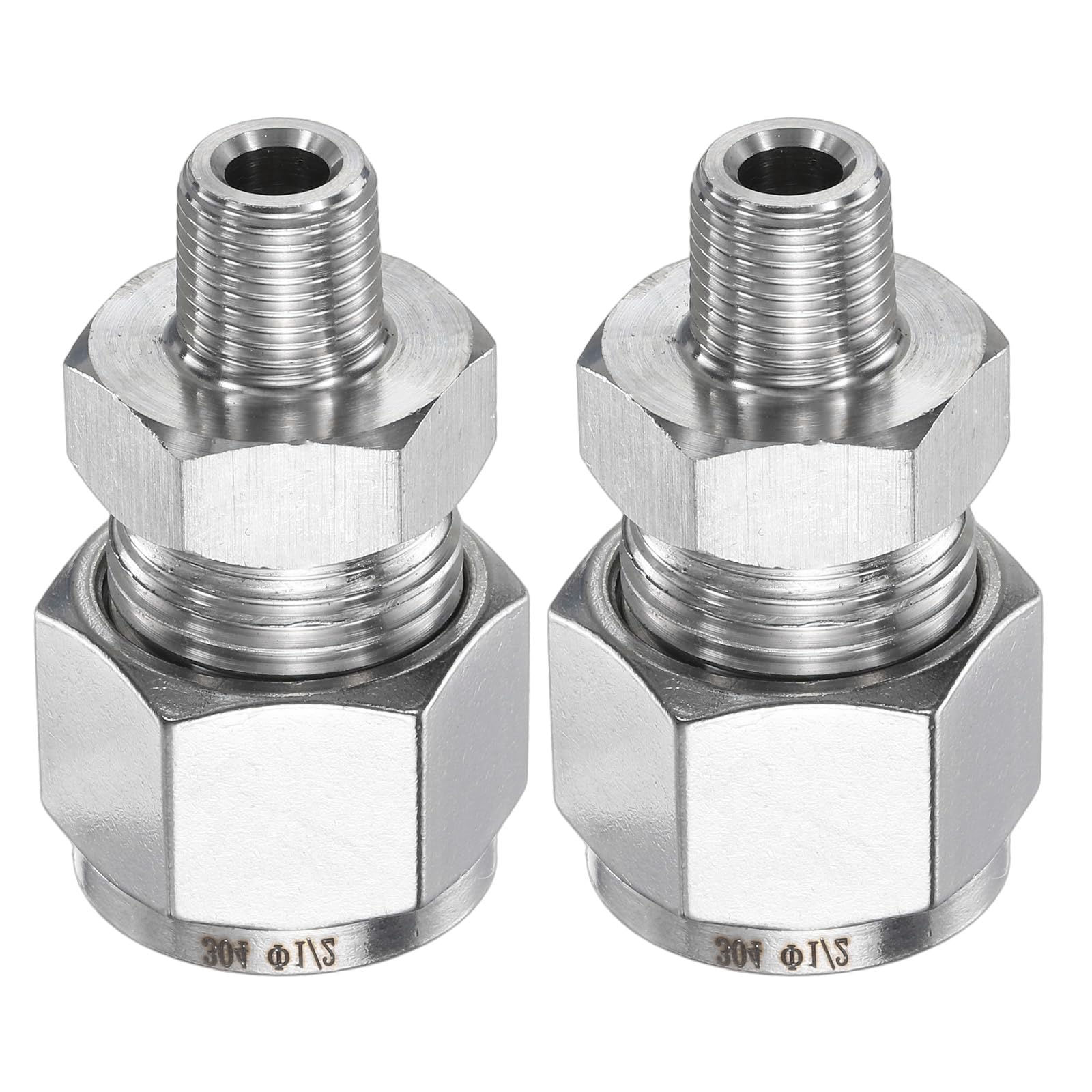 Adaptador recto de compresión de tubo 1/2 en acero inoxidable con rosca macho 1/8 NPT antioxidante