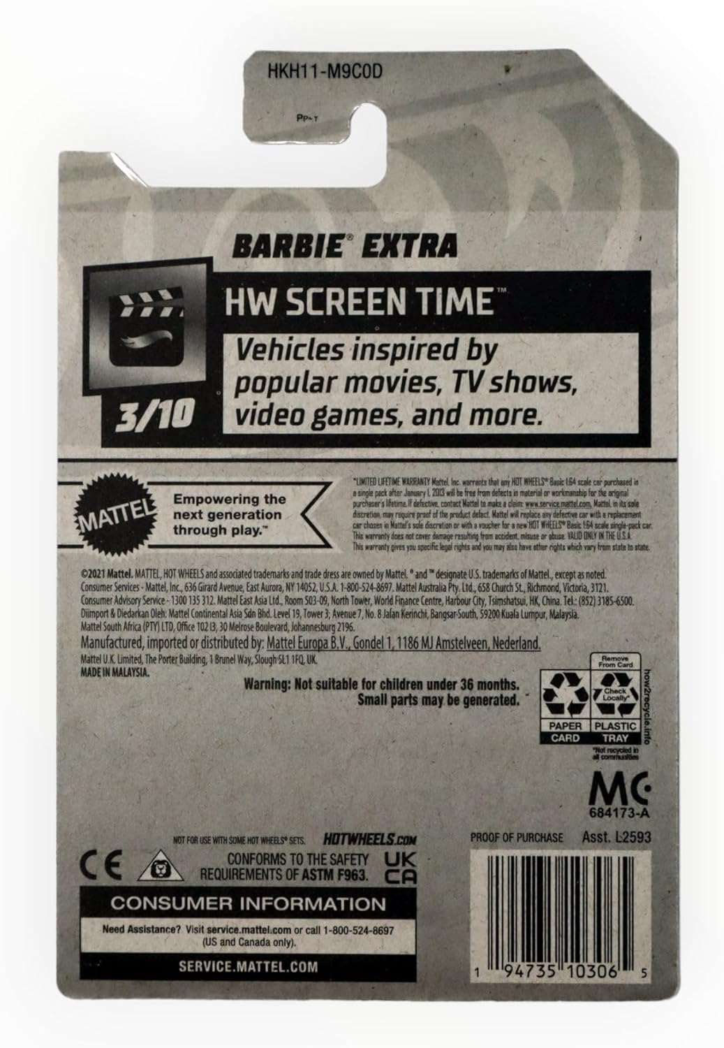 Hot Wheels Barbie Extra, HW Screen Time 3/10