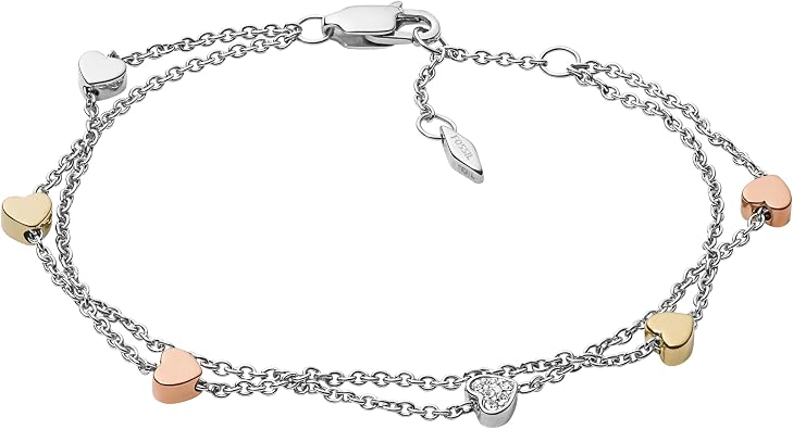 Fossil Womens Sterling Silver or Silver-Tone Stainless Steel Chain Bracelet for Women