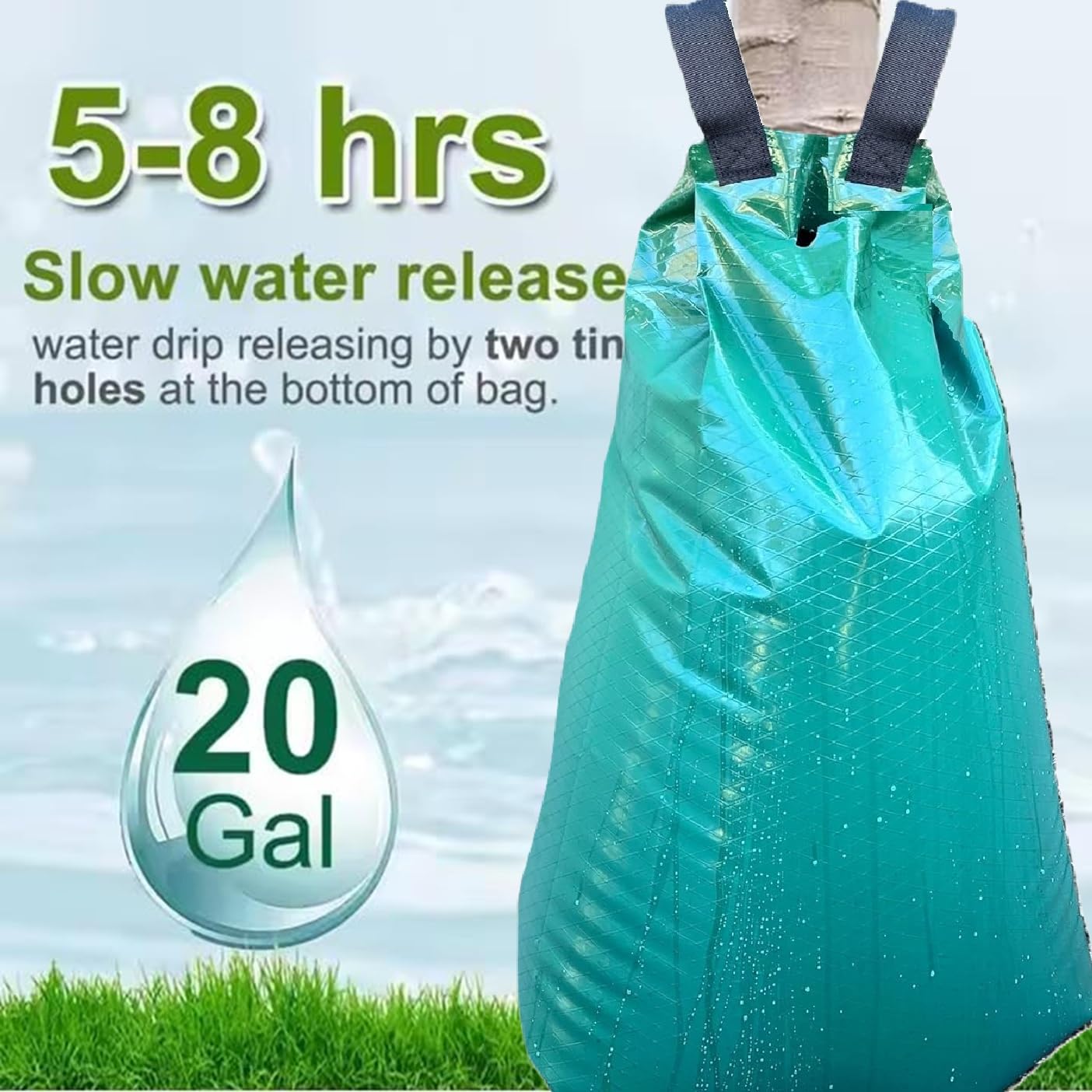 10-Pack 20-Gallon Tree Watering Bags – Heavy-Duty Reusable Slow Release Irrigation System, Premium PE Drip Bag, 5–8 Hour Watering Time