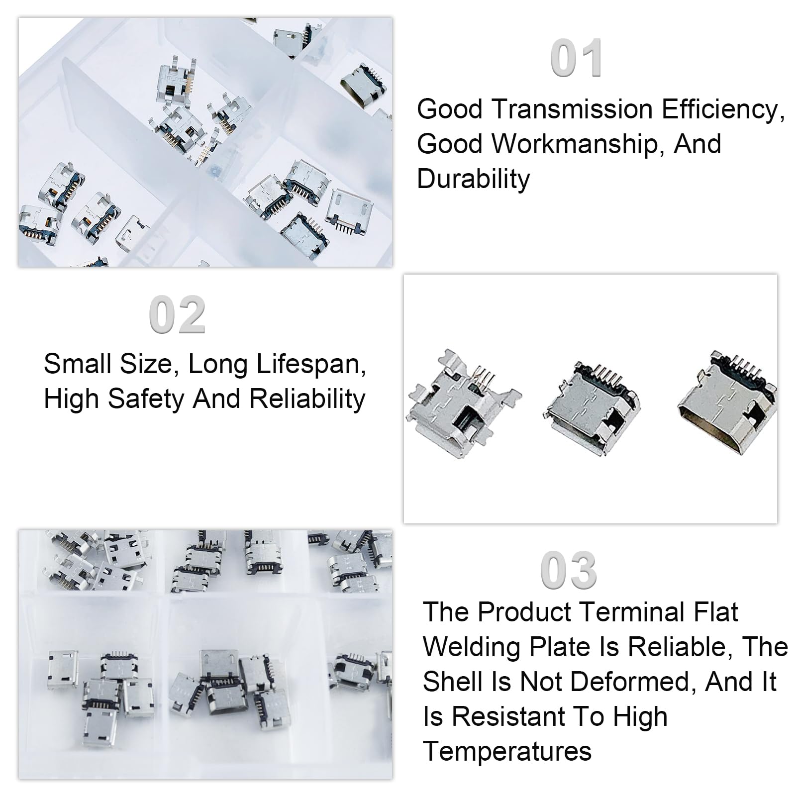50/100PCS Set di connettori USB tutto in rame Micro-USB presa a 5 pin Jack 10 modelli presa USB connettore telaio femmina connettori filo  13