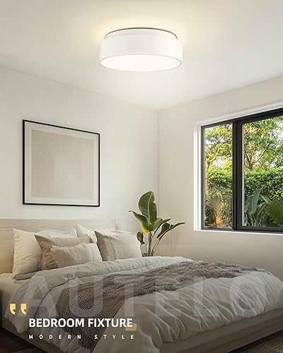 Miniatura 7 de AUTELO Lámpara de Techo de 12", Lámpara de Techo Moderna de Montaje al Ras con Vidrio Esmerilado en Acabado Blanco Mate, Accesorios de Luz Blanca de
