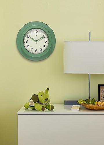 Miniatura 2 de Infinity Instruments Retro Escape Plastic 9.75" - Reloj de pared interior con movimiento silencioso, color verde
