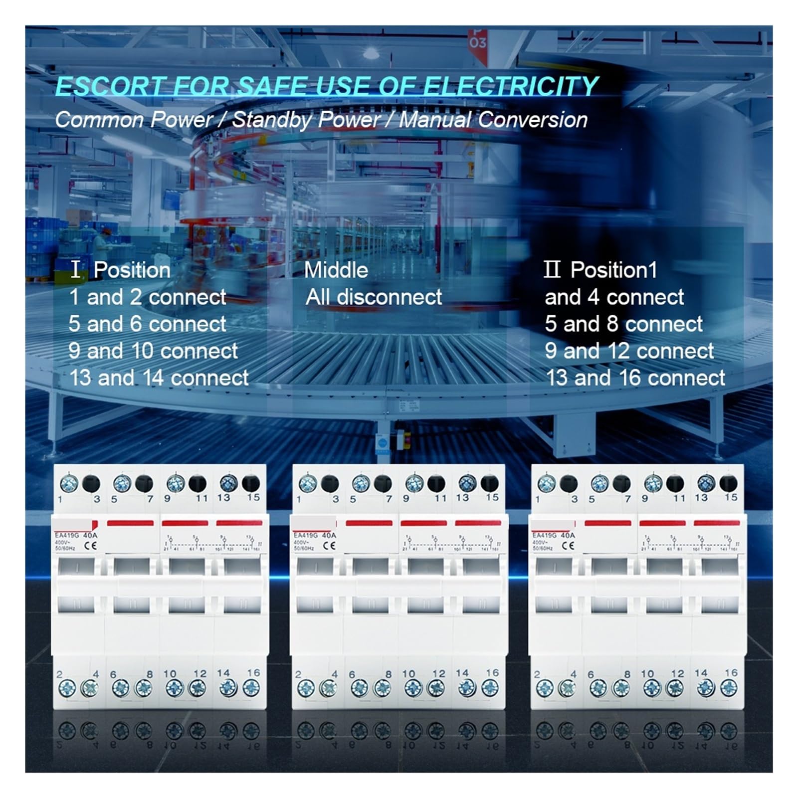 Interruttore di interblocco automatico a doppia alimentazione 1P 2P 3P 4P 40A 63A Interruttore di sezionamento manuale
